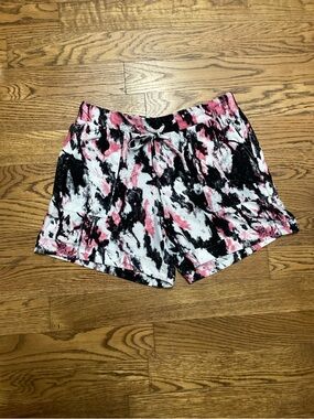LulaRoe Jessica black and pink tie dye pull on elastic waist shorts Size Small
